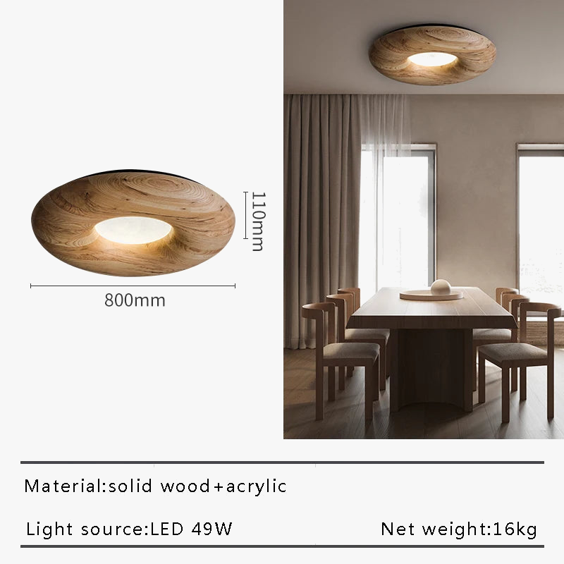 Plafonnier — LED design rétro moderne en bois grand lustre