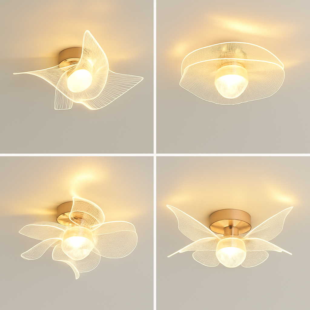 Plafonnier — LED doré style nordique acrylique décoratif éclairage
