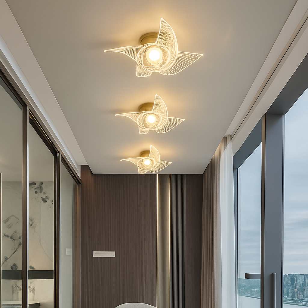 Plafonnier — LED doré style nordique acrylique décoratif éclairage