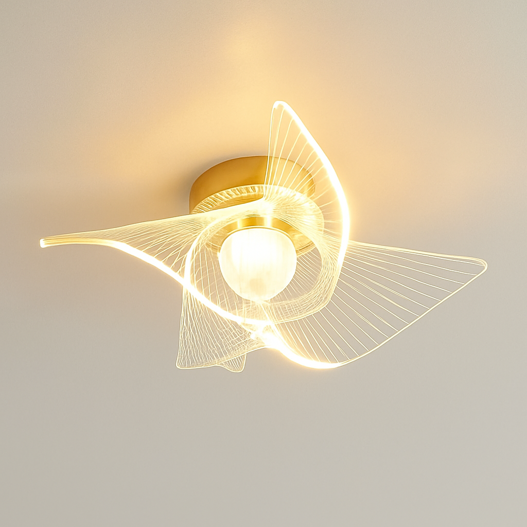 Plafonnier — LED doré style nordique acrylique décoratif éclairage
