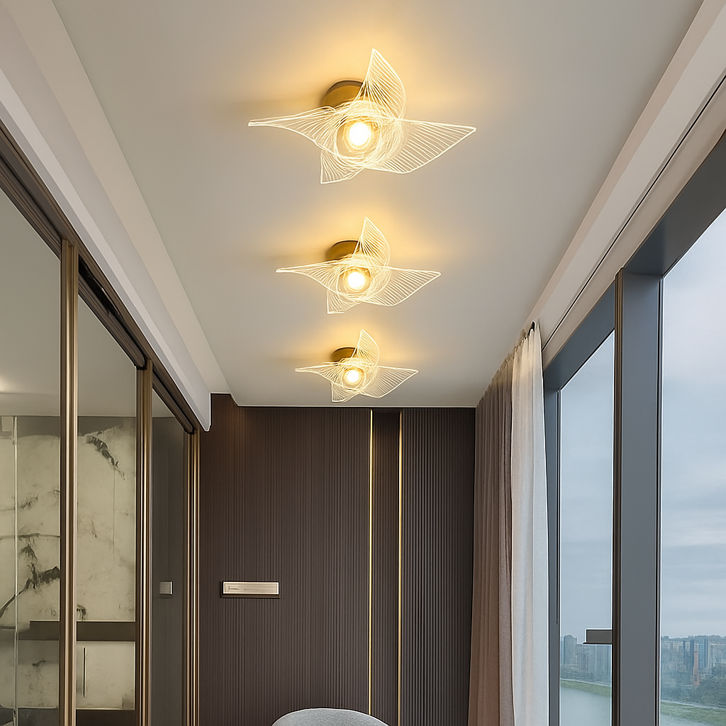 Plafonnier — LED doré style nordique moderne en acrylique