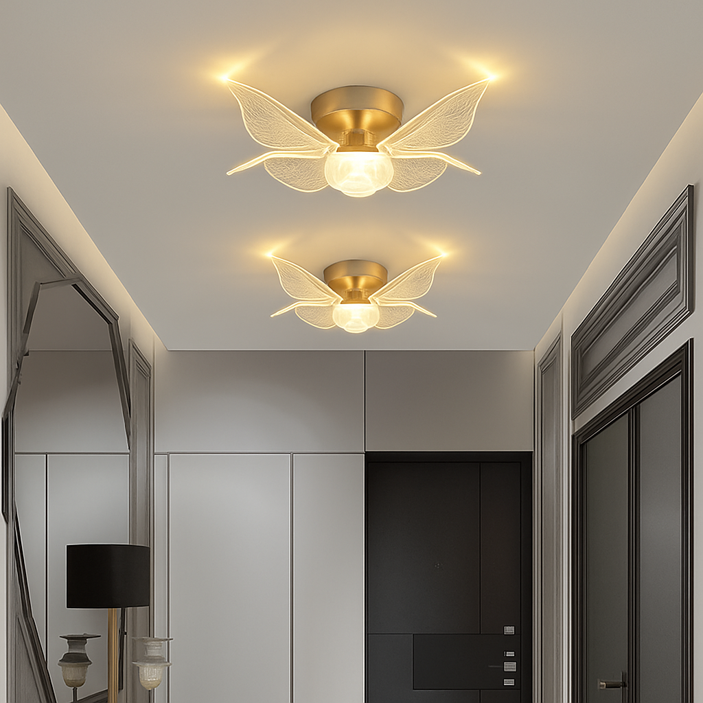 Plafonnier — LED doré style nordique moderne en acrylique