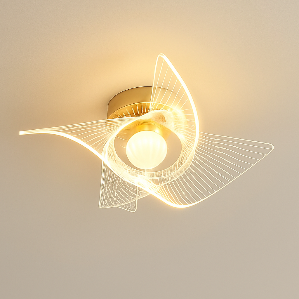 Plafonnier — LED doré style nordique moderne en acrylique