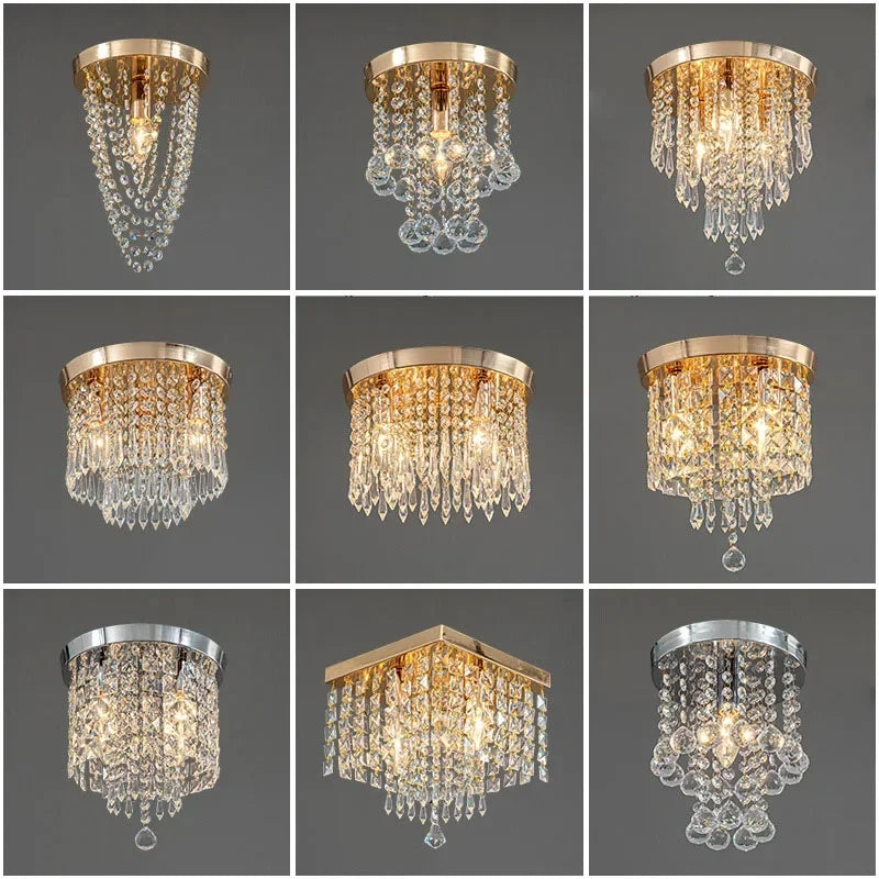 Plafonnier — LED en bois style bohème moderne avec cristal élégant
