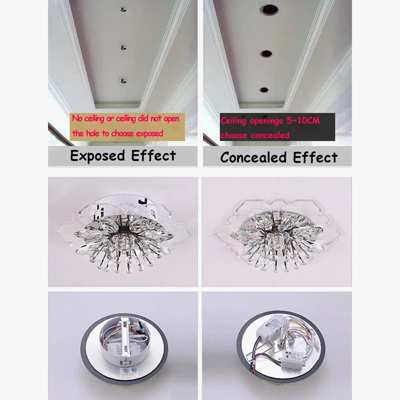 Plafonnier led en cristal de luxe pour décoration balcon Hortense Saison - Une Note Scintillante dans le Décor