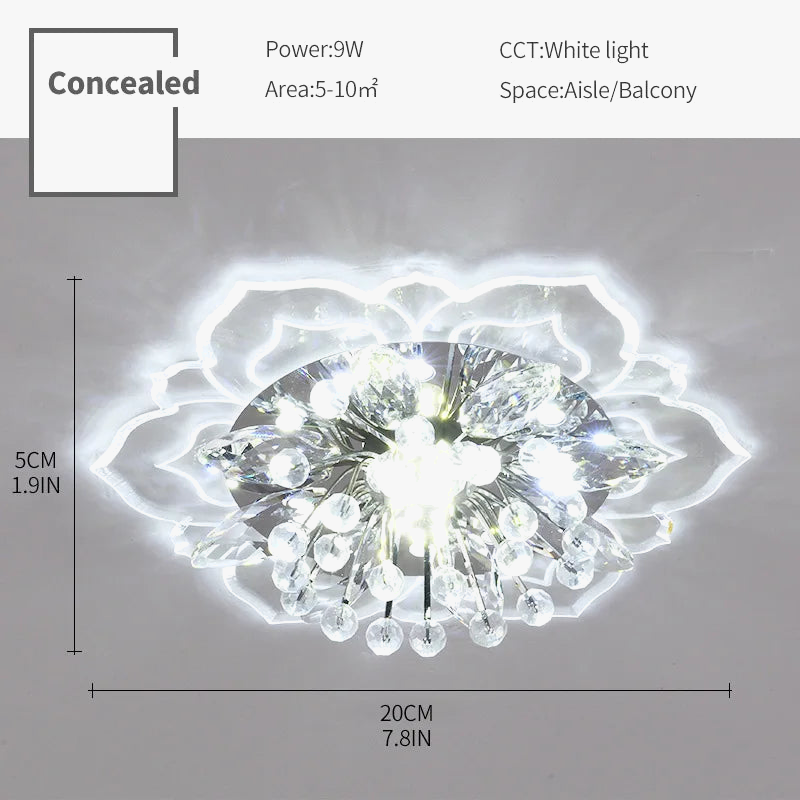 Plafonnier led en cristal de luxe pour décoration balcon Hortense Saison - Une Note Scintillante dans le Décor