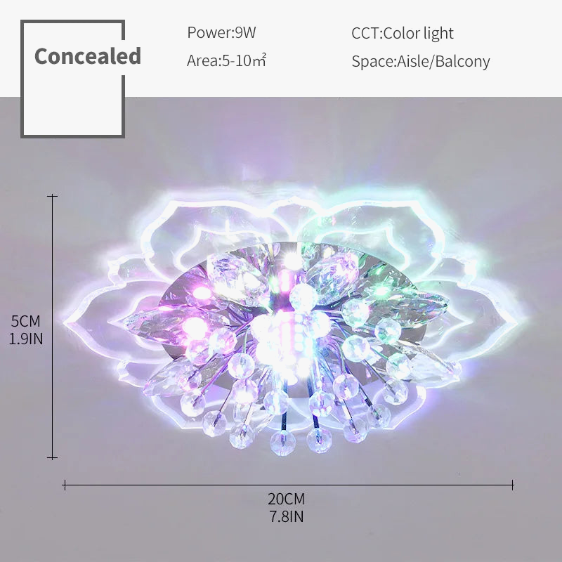 Plafonnier led en cristal de luxe pour décoration balcon Hortense Saison - Une Note Scintillante dans le Décor