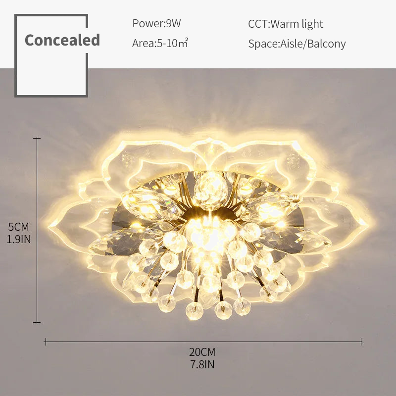 Plafonnier led en cristal de luxe pour décoration balcon Hortense Saison - Une Note Scintillante dans le Décor