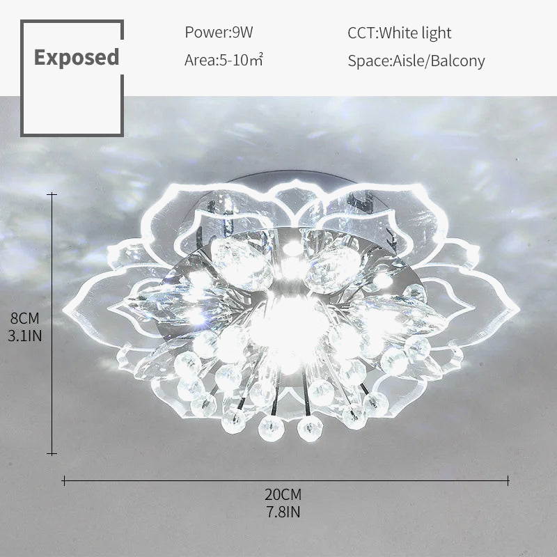 Plafonnier led en cristal de luxe pour décoration balcon Hortense Saison - Une Note Scintillante dans le Décor
