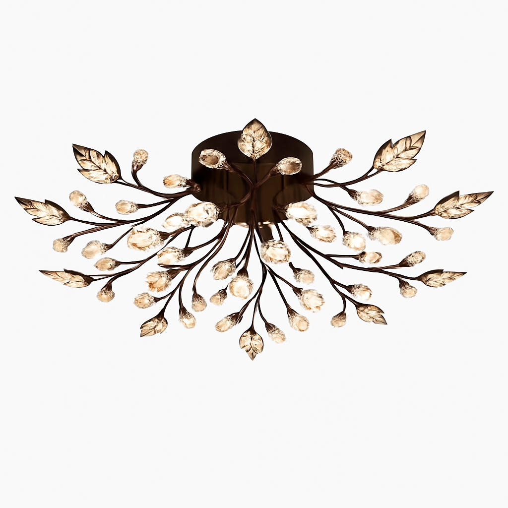 Plafonnier — LED en cristal en forme de fleurs et feuilles