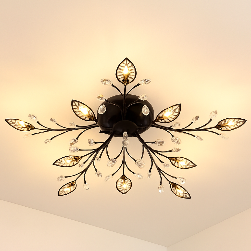 Plafonnier — LED en cristal en forme de fleurs et feuilles