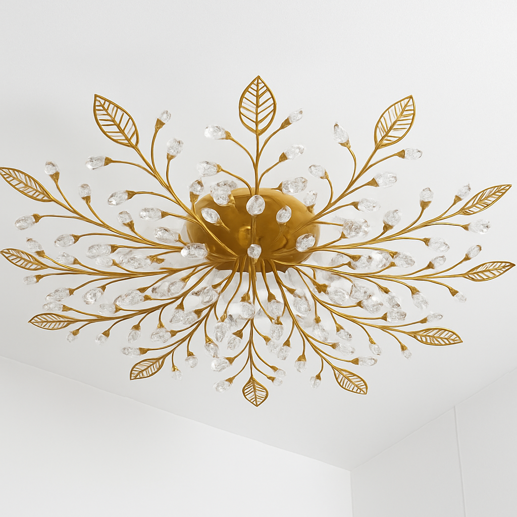 Plafonnier — LED en cristal en forme de fleurs et feuilles