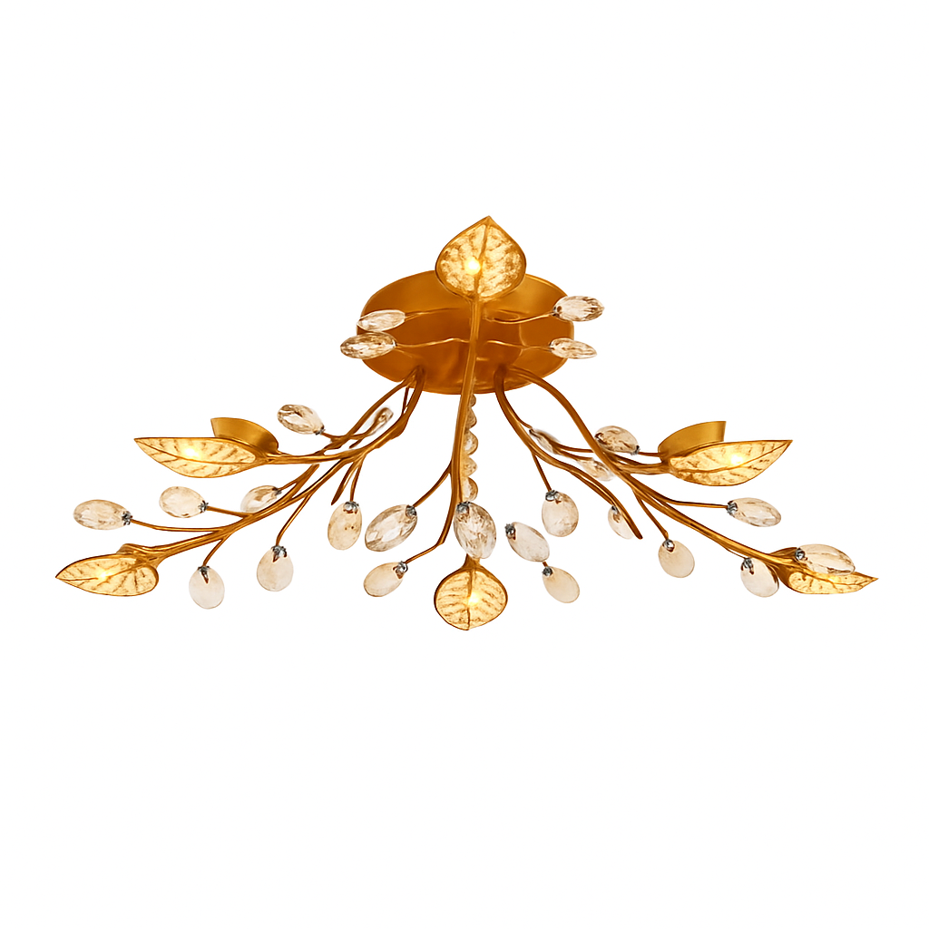 Plafonnier — LED en cristal en forme de fleurs et feuilles