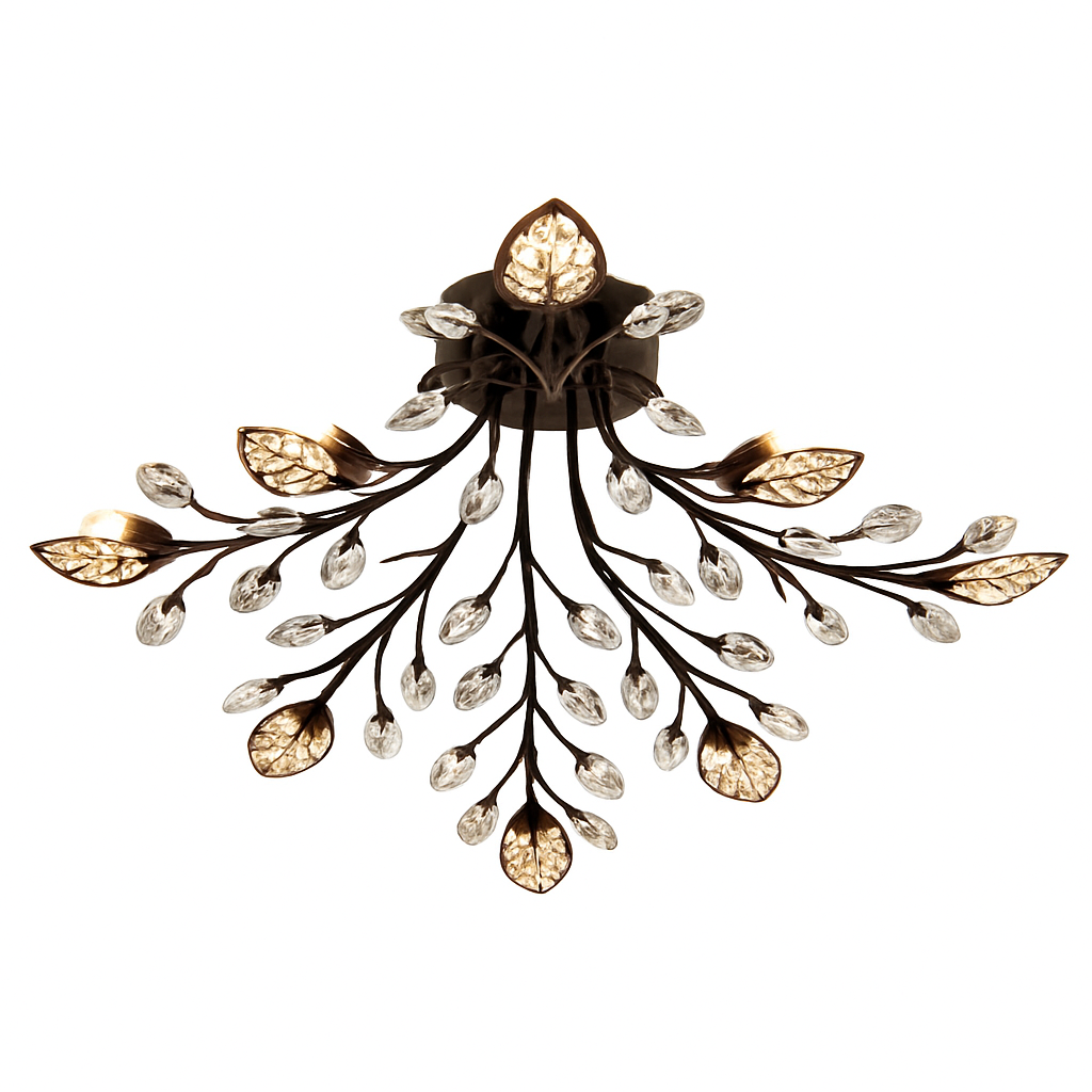 Plafonnier — LED en cristal en forme de fleurs et feuilles