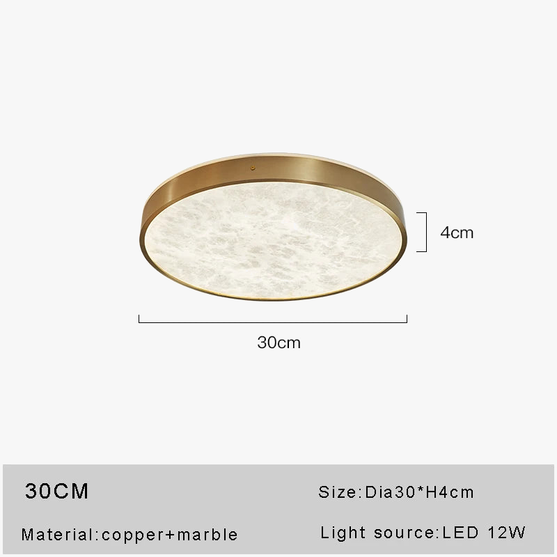 Plafonnier — LED en marbre au design moderne en cuivre brossé