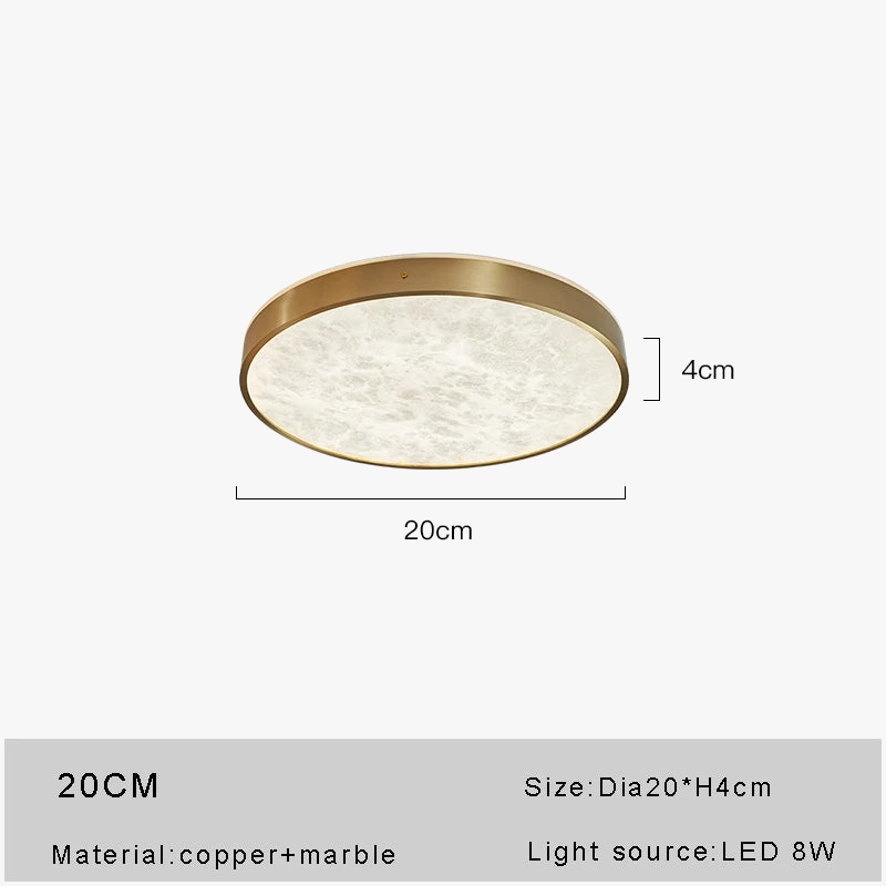 Plafonnier — LED en marbre au design moderne en cuivre brossé