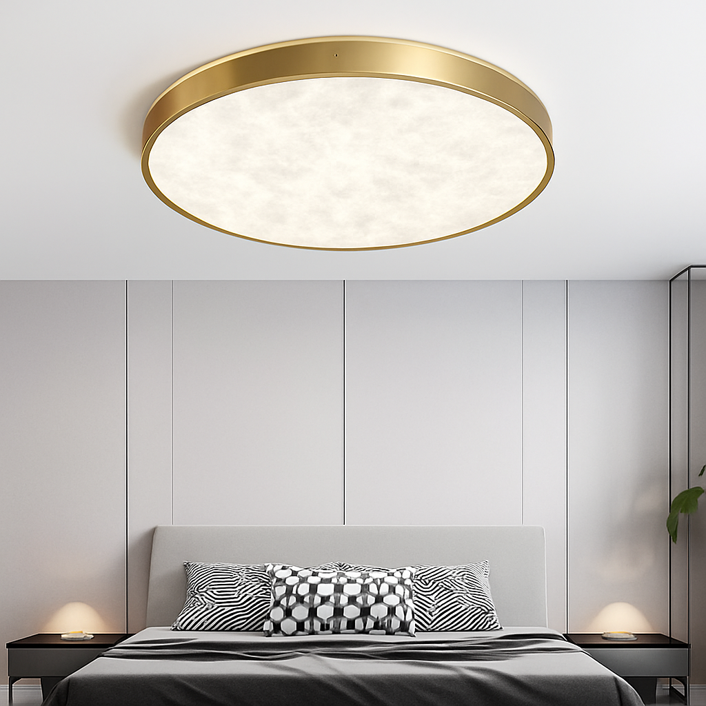 Plafonnier — LED en marbre fin design simple et moderne en cuivre brossé