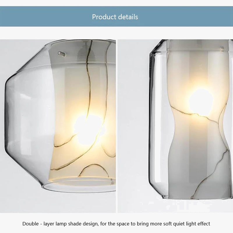 Plafonnier led en verre design nordique simple luminaire décoratif intérieur Lazare Voile - Reflets Subtils & Décor Raffiné