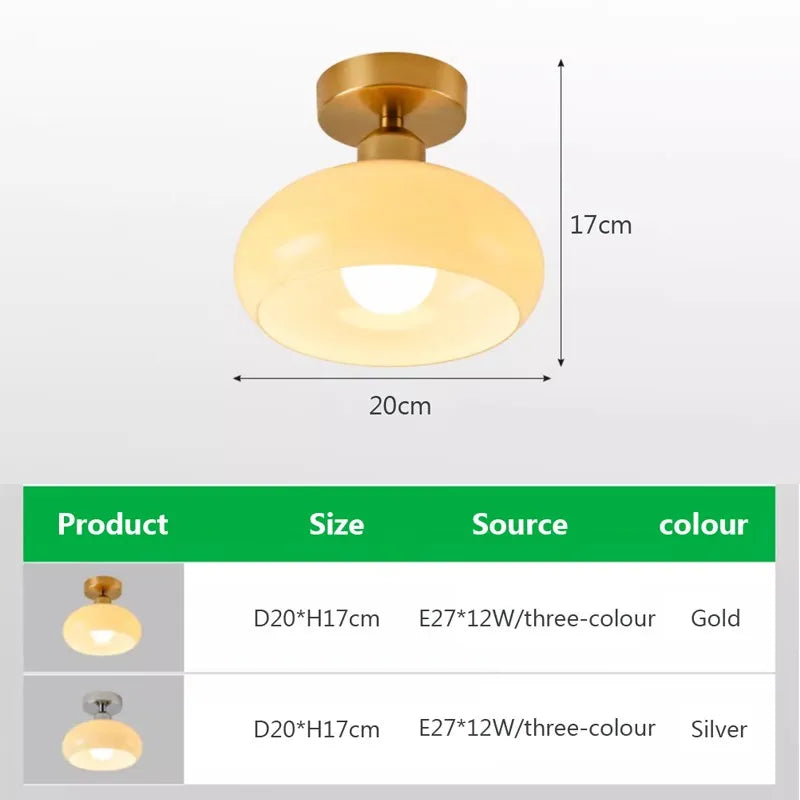 Plafonnier — LED en verre nordique rétro crème décor lampe or E27 éclairage pour allée couloir salon luminaires d'intérieur Lustre