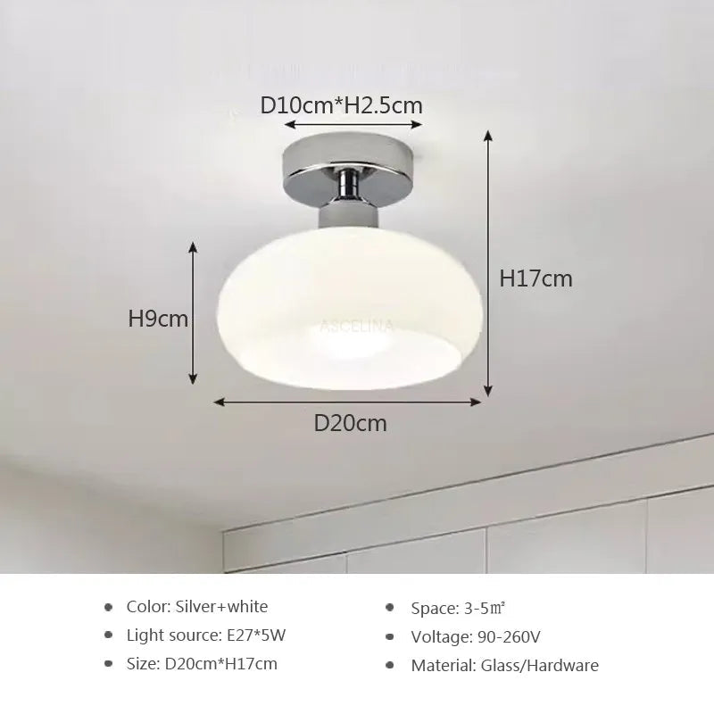 Plafonnier — LED en verre nordique rétro crème décor lampe or E27 éclairage pour allée couloir salon luminaires d'intérieur Lustre