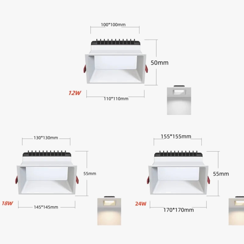 Plafonnier — LED encastré à intensité variable carré