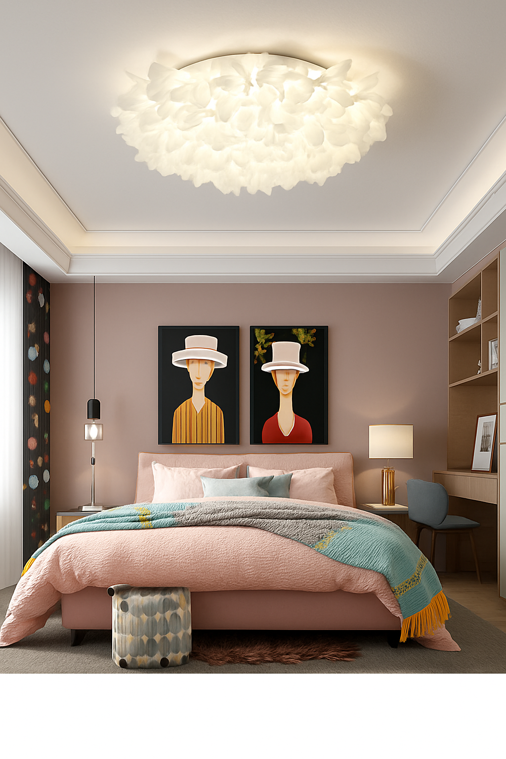 Plafonnier — LED fleur romantique avec télécommande gradation pvc