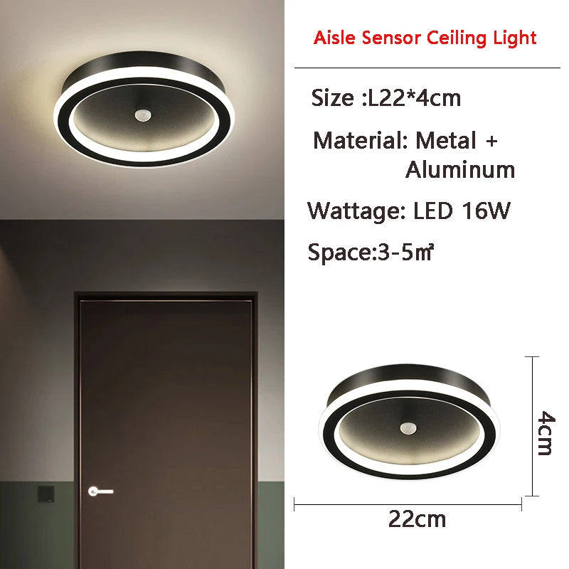 Plafonnier led à induction avec capteur de mouvement pour intérieur Paul Étude en Aluminium - Lignes Dessinées & Décor Raffiné