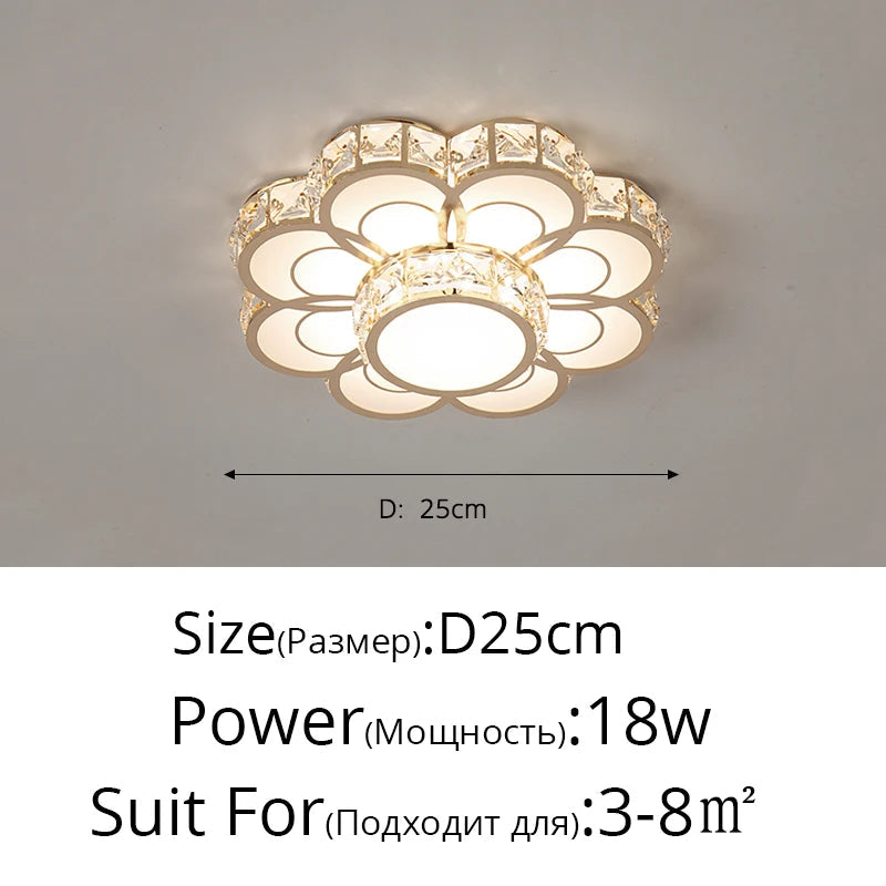 Plafonnier — LED intelligent avec motif de fleur en cristal moderne