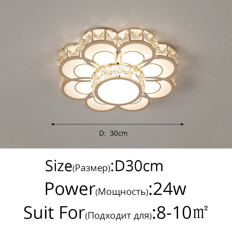 Plafonnier — LED intelligent avec motif de fleur en cristal moderne
