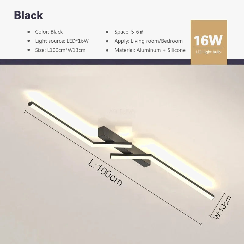 Plafonnier led ligne moderne pour salon étude éclairage Marin Onde - Esprit Contemporain & Décor Élégant