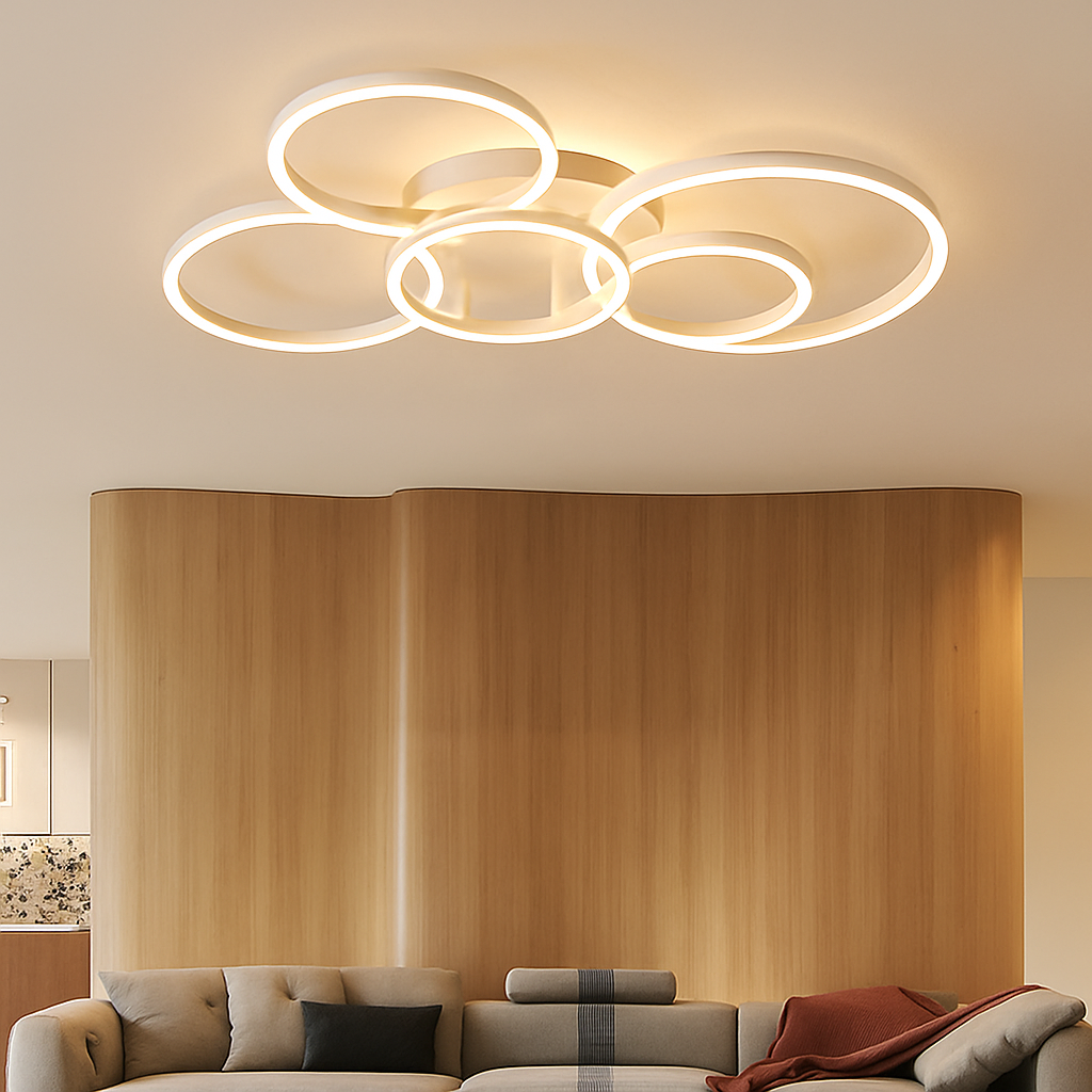 Plafonnier — LED moderne avec anneau doré luminaire décoratif d'intérieur