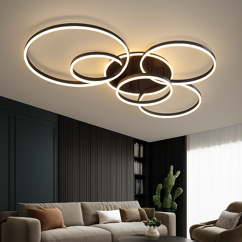 Plafonnier — LED moderne avec anneau doré luminaire décoratif d'intérieur