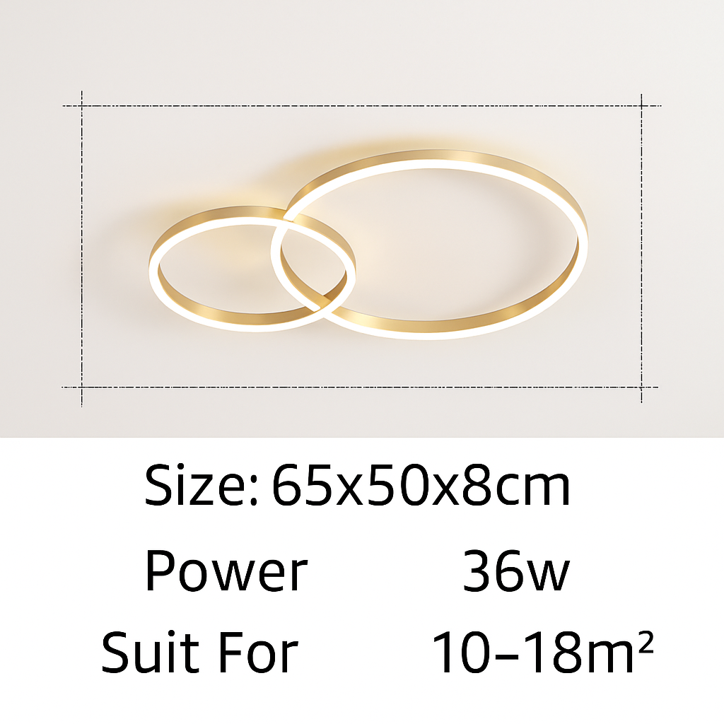Plafonnier — LED moderne avec anneau doré luminaire décoratif d'intérieur