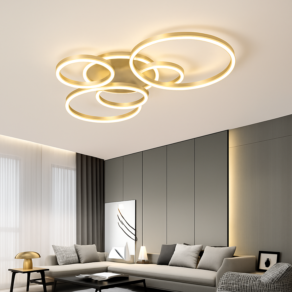 Plafonnier — LED moderne avec anneau doré luminaire décoratif d'intérieur