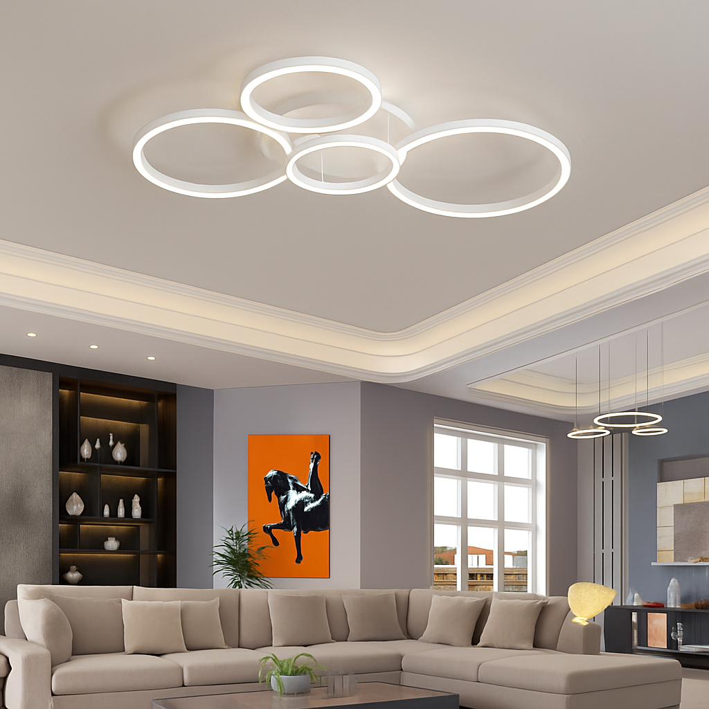Plafonnier — LED moderne avec anneau doré luminaire décoratif d'intérieur
