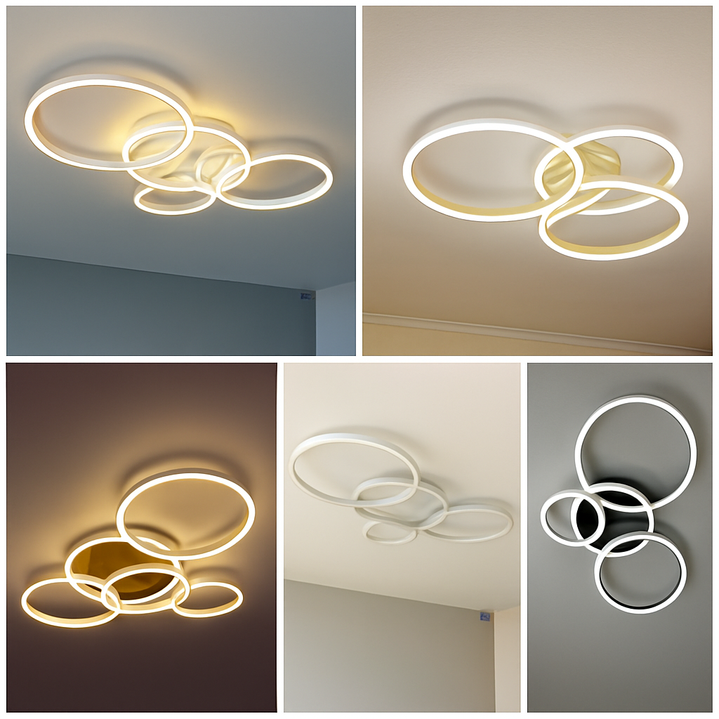 Plafonnier — LED moderne avec anneau doré luminaire décoratif d'intérieur