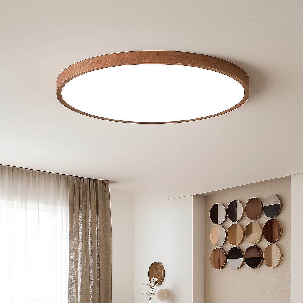 Plafonnier led moderne circulaire en grain de bois éclairage intérieur décoratif Lazare Clairière - Une Note Actuelle dans le Décor