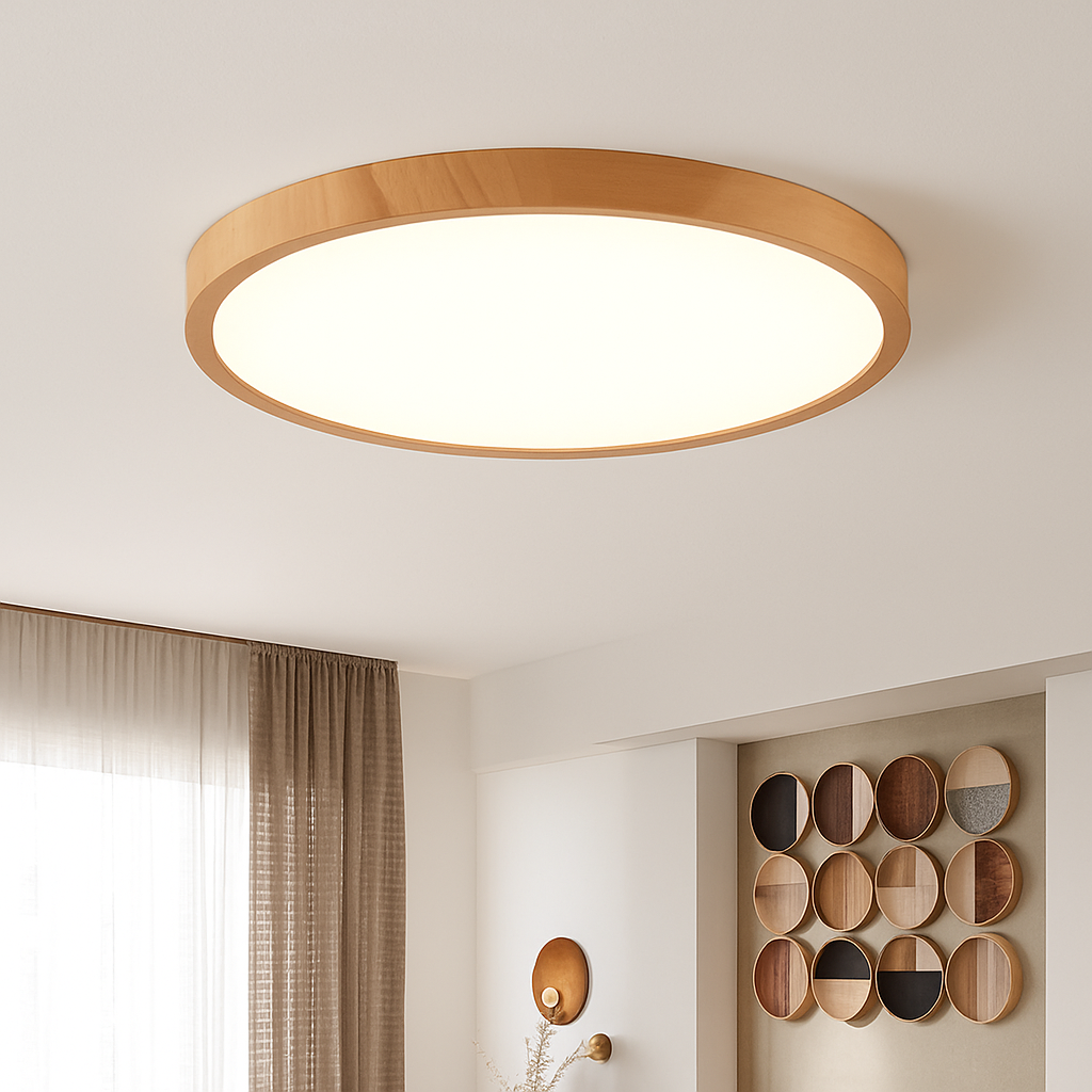 Plafonnier led moderne circulaire en grain de bois éclairage intérieur décoratif Lazare Clairière - Une Note Actuelle dans le Décor