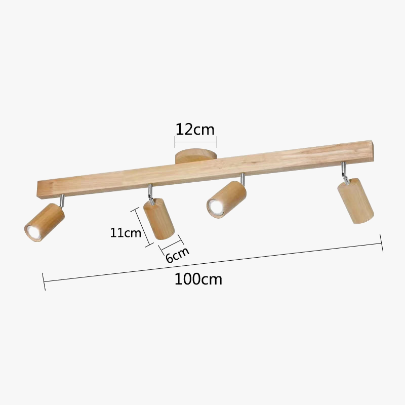 Plafonnier — LED moderne en bois avec projecteur sur rail
