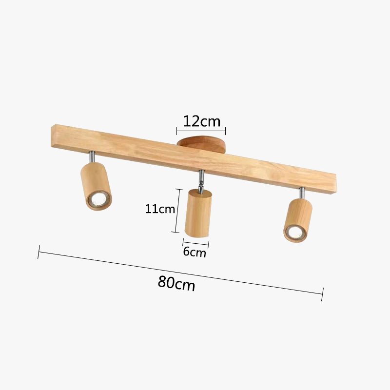Plafonnier — LED moderne en bois avec projecteur sur rail