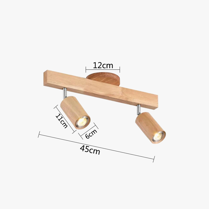 Plafonnier — LED moderne en bois avec projecteur sur rail