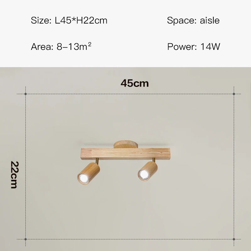 Plafonnier — LED moderne en bois pour allée chambre vestiaire toilette magasin couloir luminaire sur rail Long lustre avec projecteur