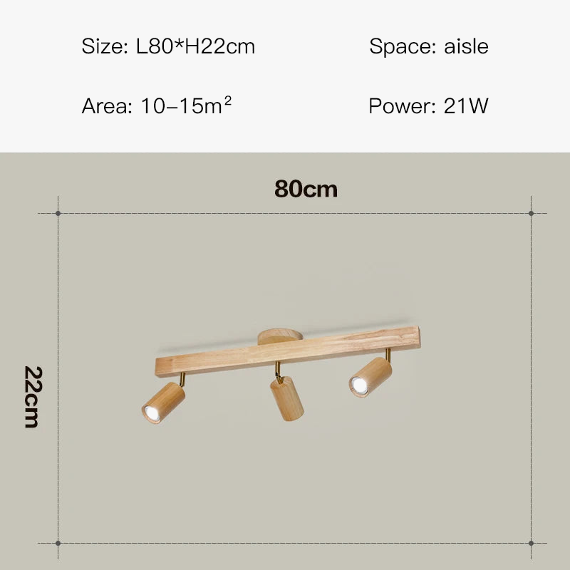 Plafonnier — LED moderne en bois pour allée chambre vestiaire toilette magasin couloir luminaire sur rail Long lustre avec projecteur