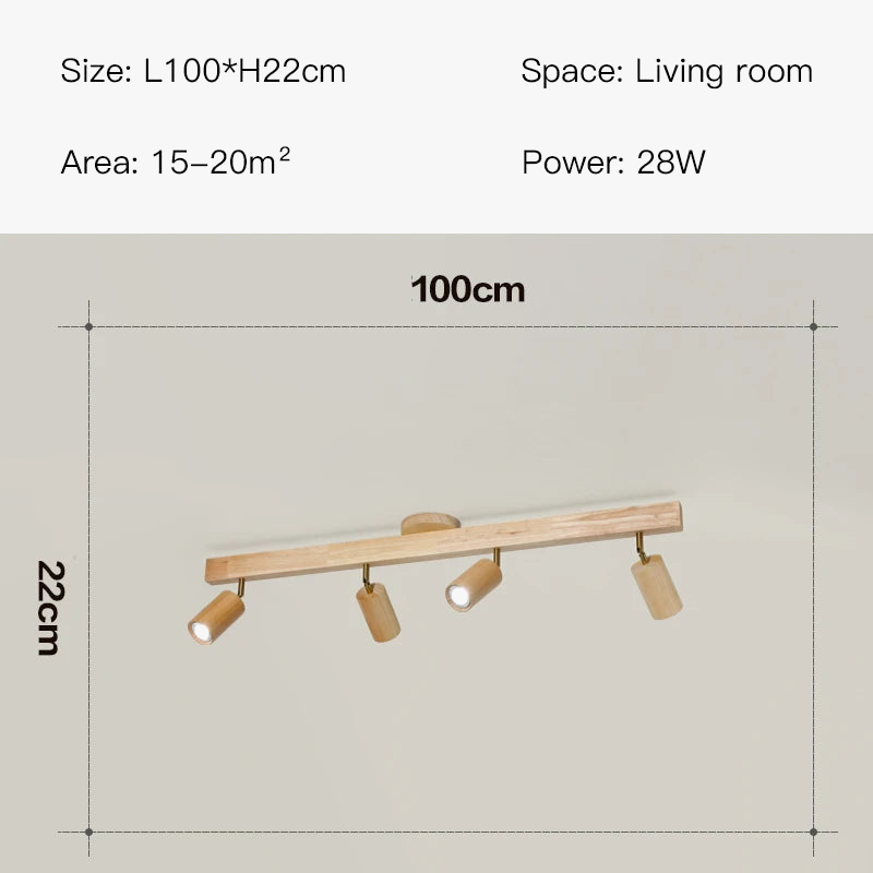 Plafonnier — LED moderne en bois pour allée chambre vestiaire toilette magasin couloir luminaire sur rail Long lustre avec projecteur