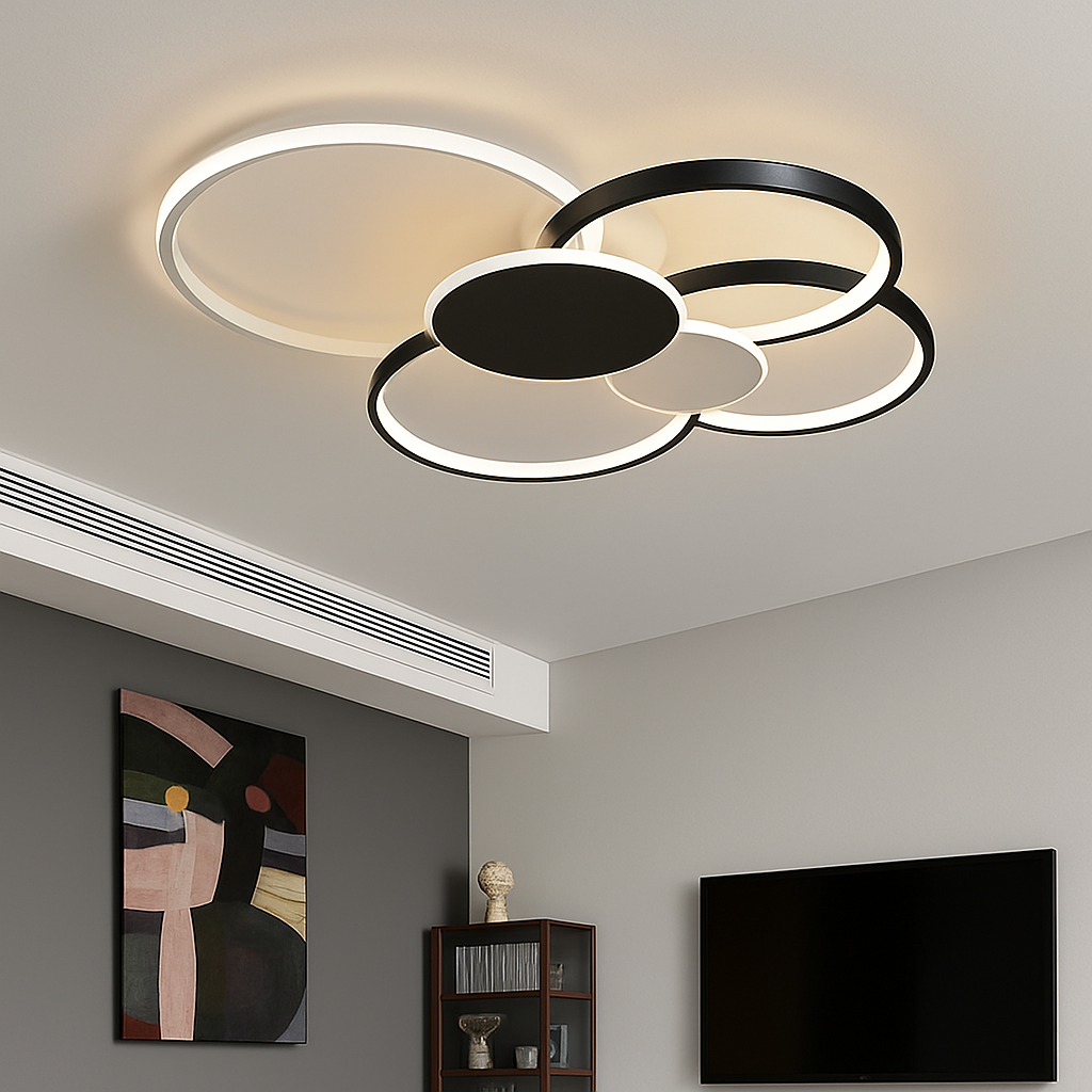 Plafonnier led moderne à intensité variable avec télécommande Lysandre Sillage - Présence Moderne & Harmonie Intérieure