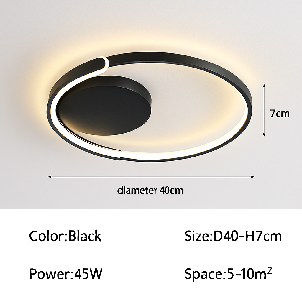 Plafonnier led moderne à intensité variable pour intérieur minimaliste Auguste Cime - Une Présence Sobre et Élégante