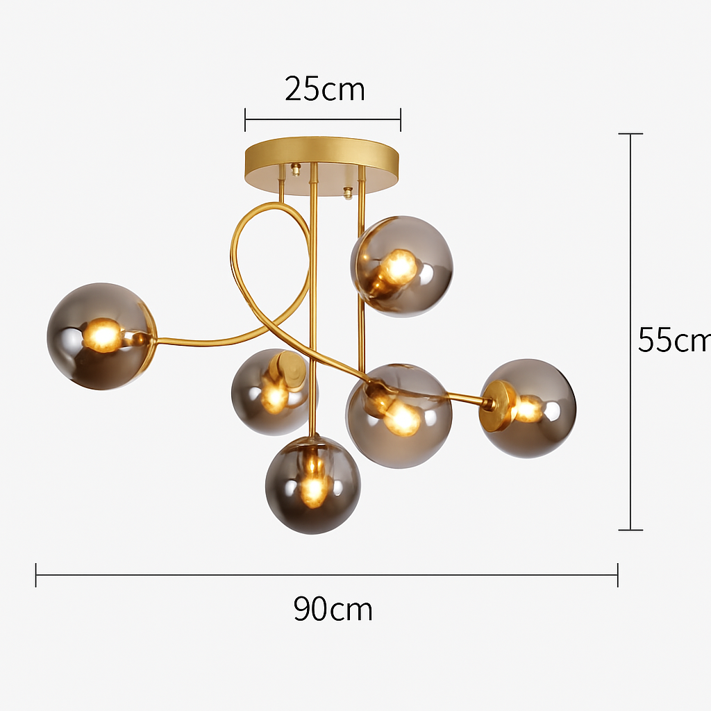 Plafonnier led moderne pour intérieur éclairage design élégant Lucien Voûte en Verre - Une Présence de Verre Élégante