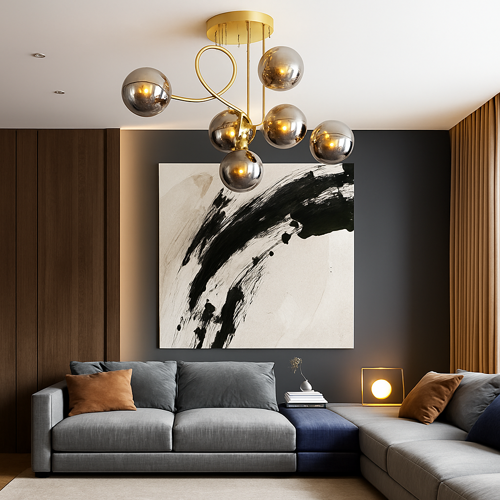 Plafonnier led moderne pour intérieur éclairage design élégant Lucien Voûte en Verre - Une Présence de Verre Élégante