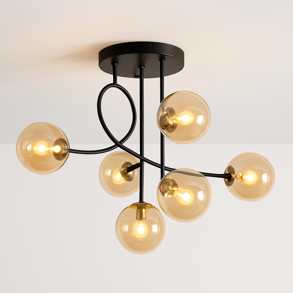 Plafonnier led moderne pour intérieur éclairage design élégant Lucien Voûte en Verre - Une Présence de Verre Élégante