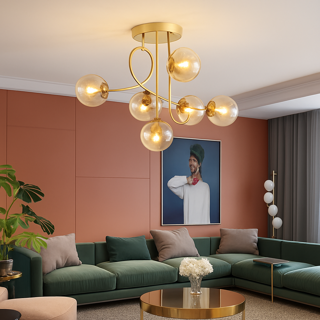Plafonnier led moderne pour intérieur éclairage design élégant Lucien Voûte en Verre - Une Présence de Verre Élégante